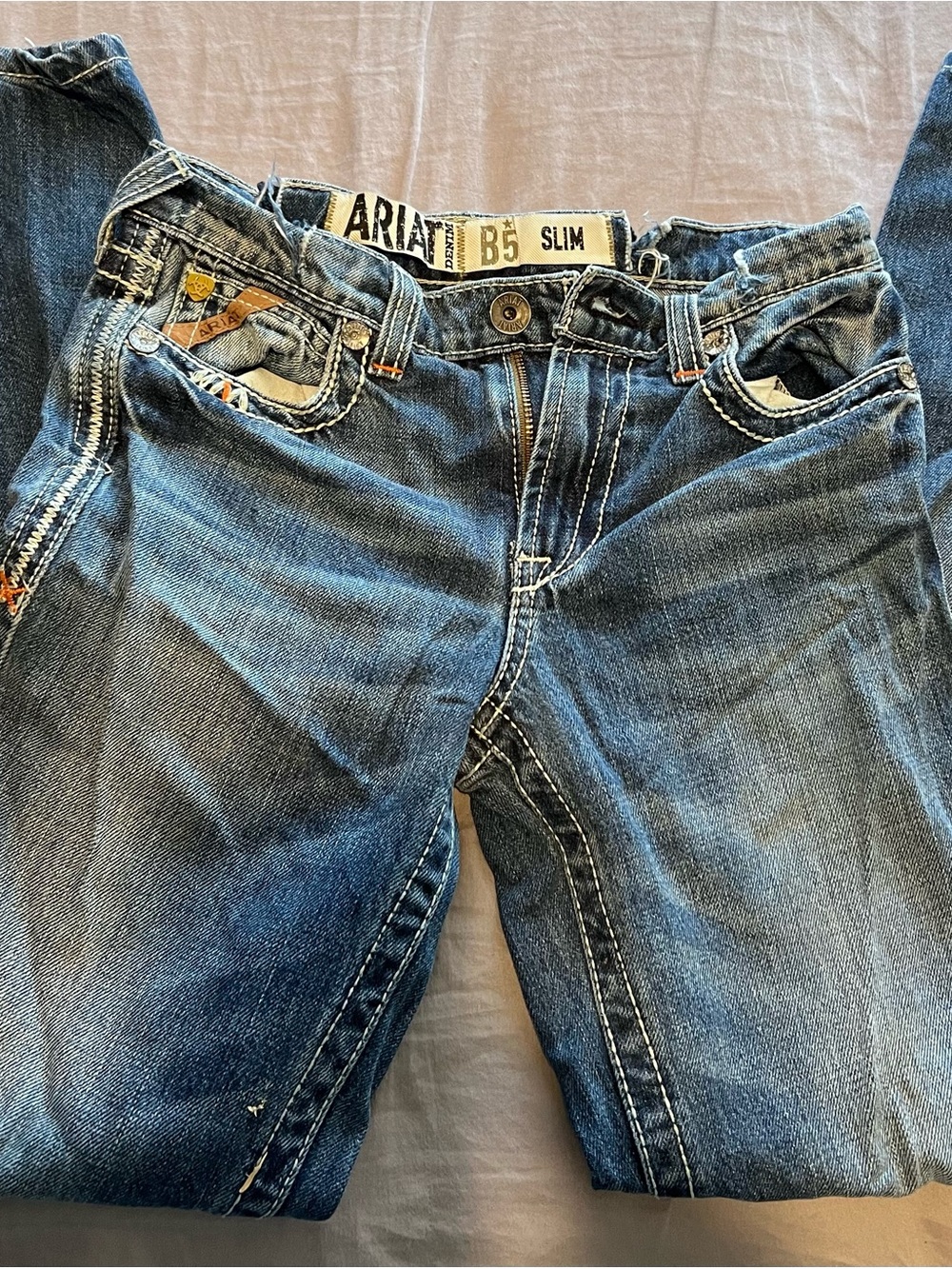 Ariat B5 Slim Kids Dark Blue Denim Jeans with Contrast Stitching